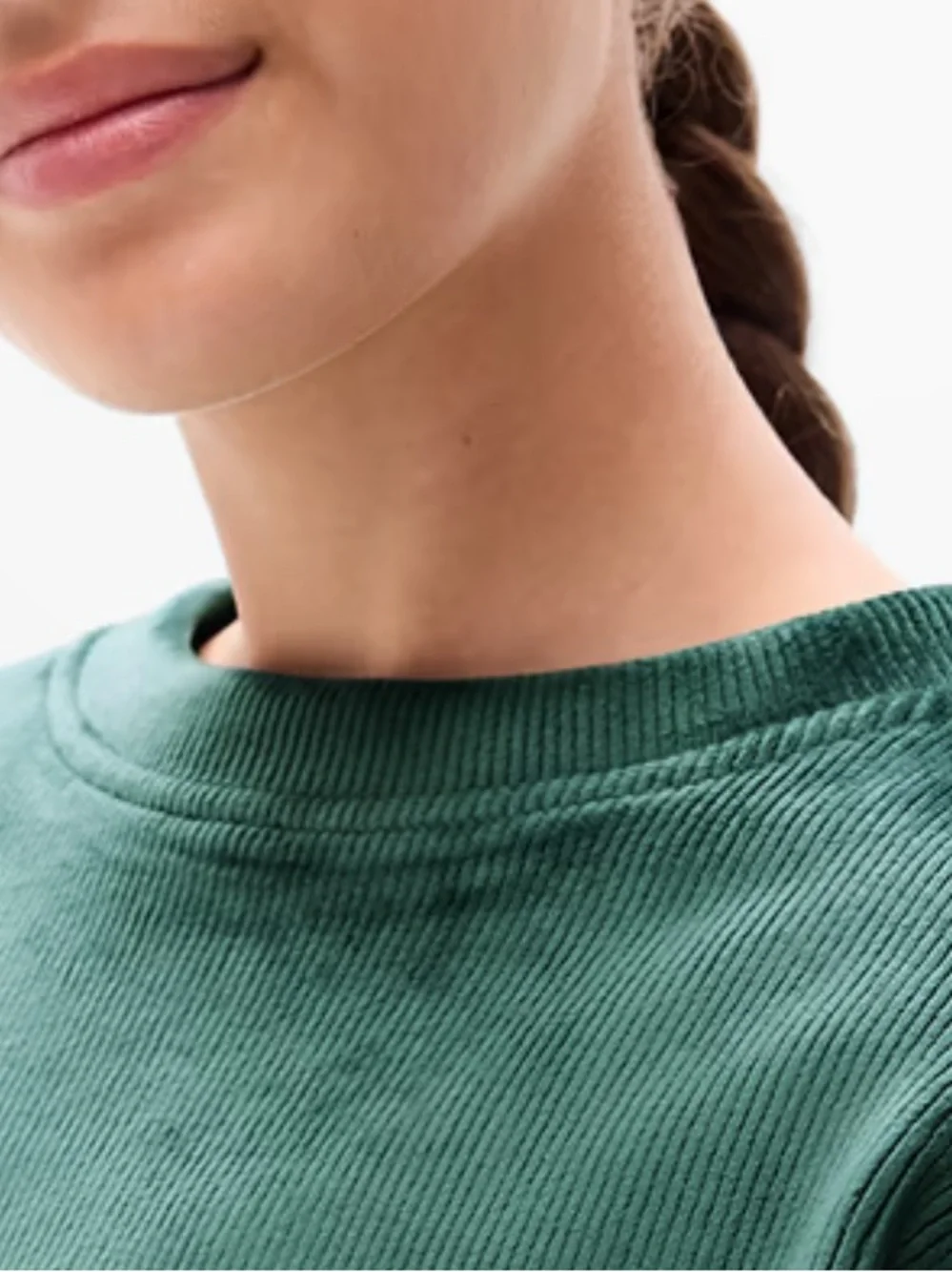 Athleta Girl Cozy Rib Pine Green Crewneck Sweatshirt Size XS/6